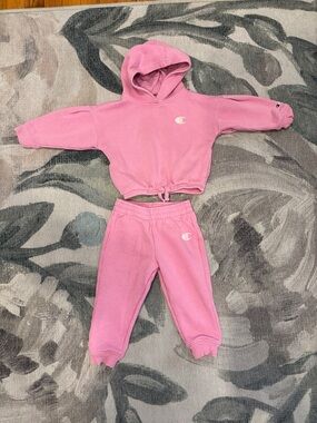 24 months Champion Kids Pink Hooded Sweatshirt and Joggers Set “Be the good”